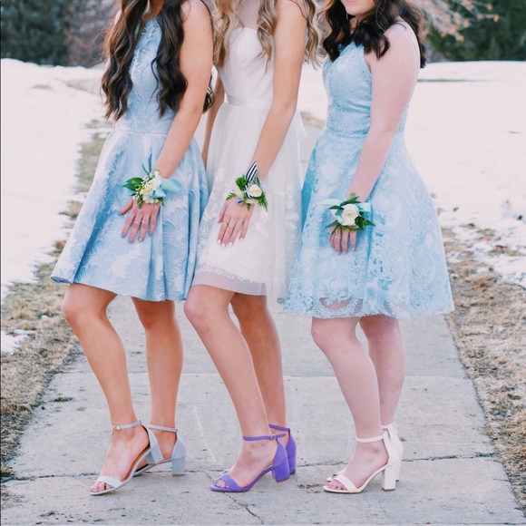 blue floral short homecoming/formal dance dress!! - Picture 4 of 6